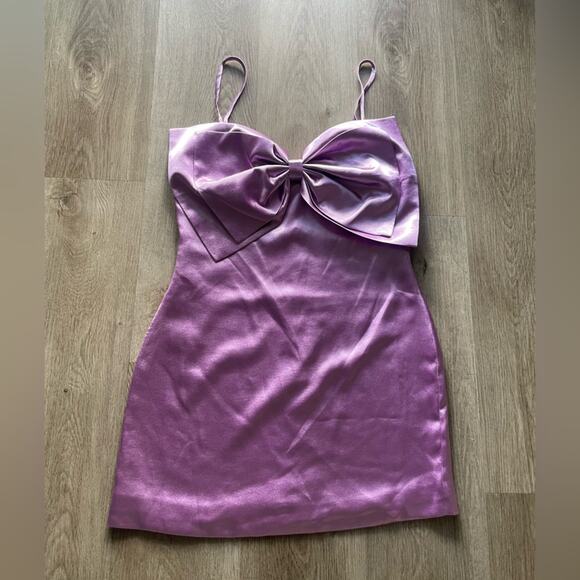 elliatt ember purple oversized 3d bow slip mini sweetheart dress size small NEW